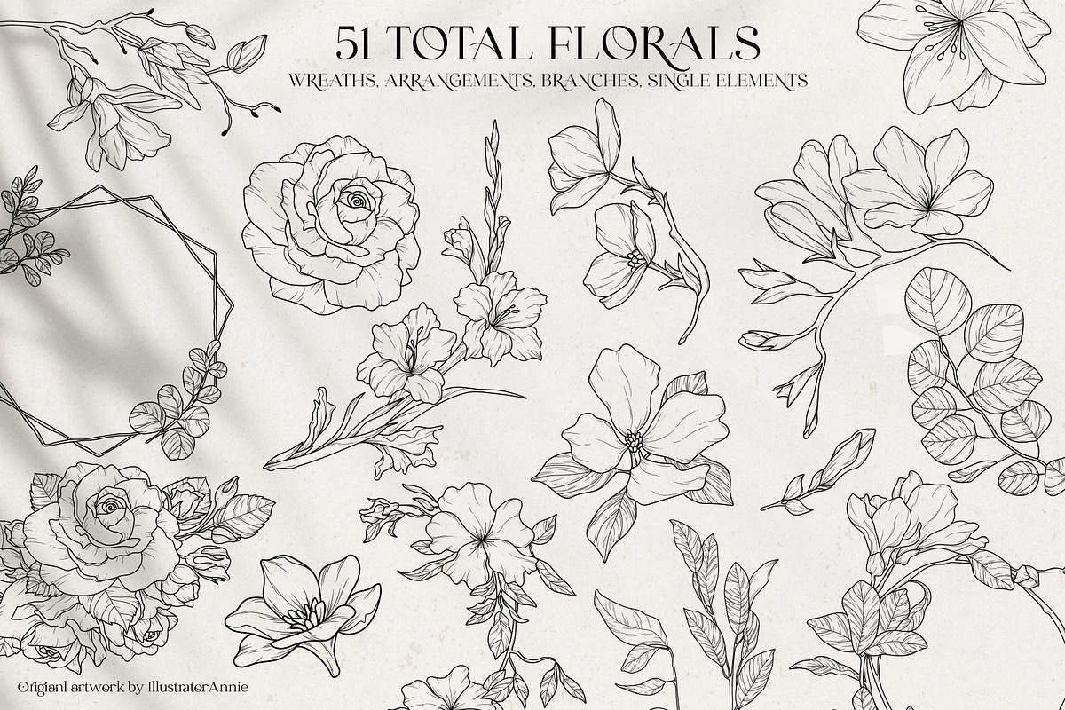 Floral Garden - Floral Line Art, an Illustration by IllustratorAnnie (Photo 3 of 10)