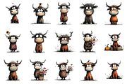 Whimsical Highland Cow Clipart, an Illustration by OK Design (Thumbnail 3 of 6)
