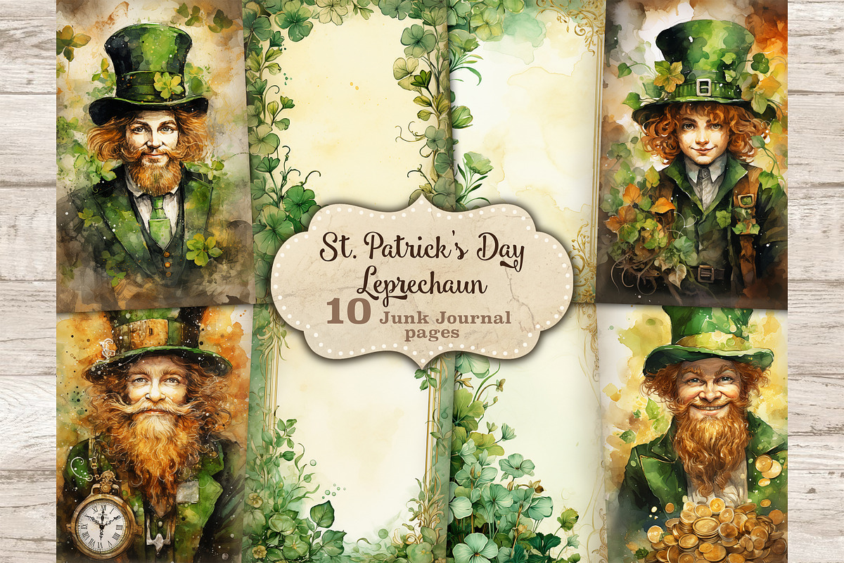 St. Patrick's Day Junk Journal Pages, a Seasonal Illustration by GlamArtZhanna (Photo 1 of 10)