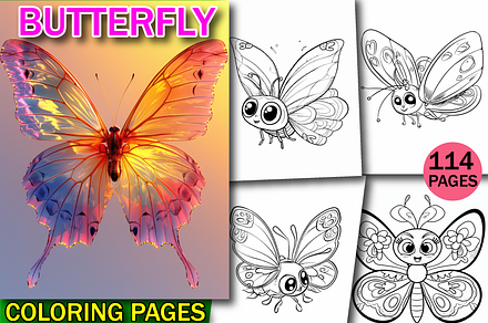 Butterfly Coloring Pages for Kids 2, an Animal Illustration by Design Zone