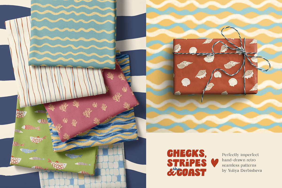 Coastal patterns Stripe Wave Retro, a Pattern Graphic by Yuliya Derbisheva (Photo 7 of 13)