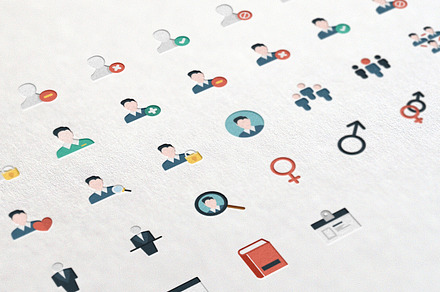 User Account Color and Line Icon Set