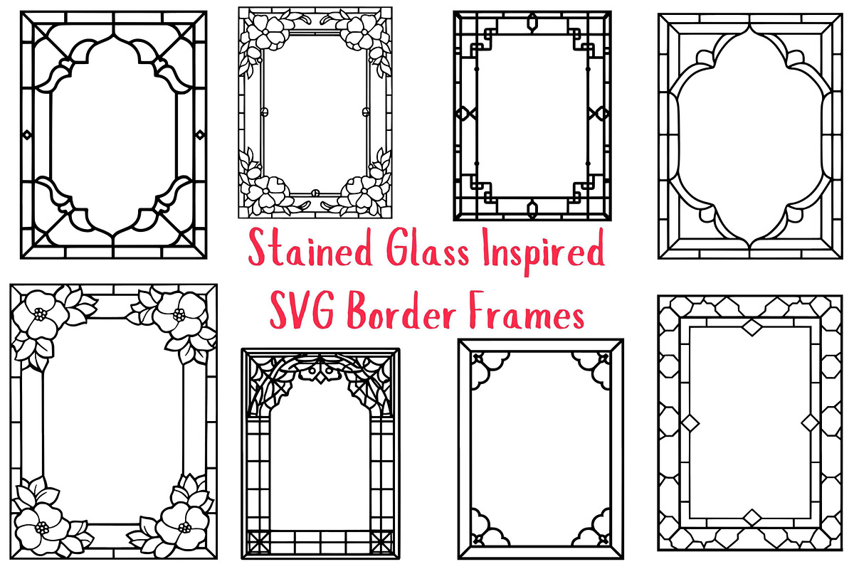 200 Stained Glass SVG Frame Borders, an Object Graphic by Pattern Whimsy