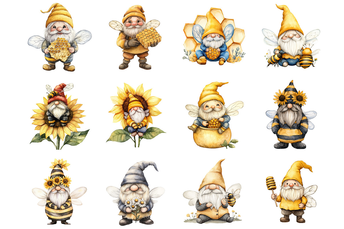 Gnome Bee Clipart, an Illustration by Design Market (Photo 3 of 3)