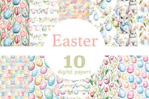 Easter Pastel Digital Paper Spring