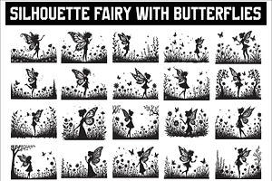 Silhouette of Fairy with Butterflie, an Illustration by Amazin_art