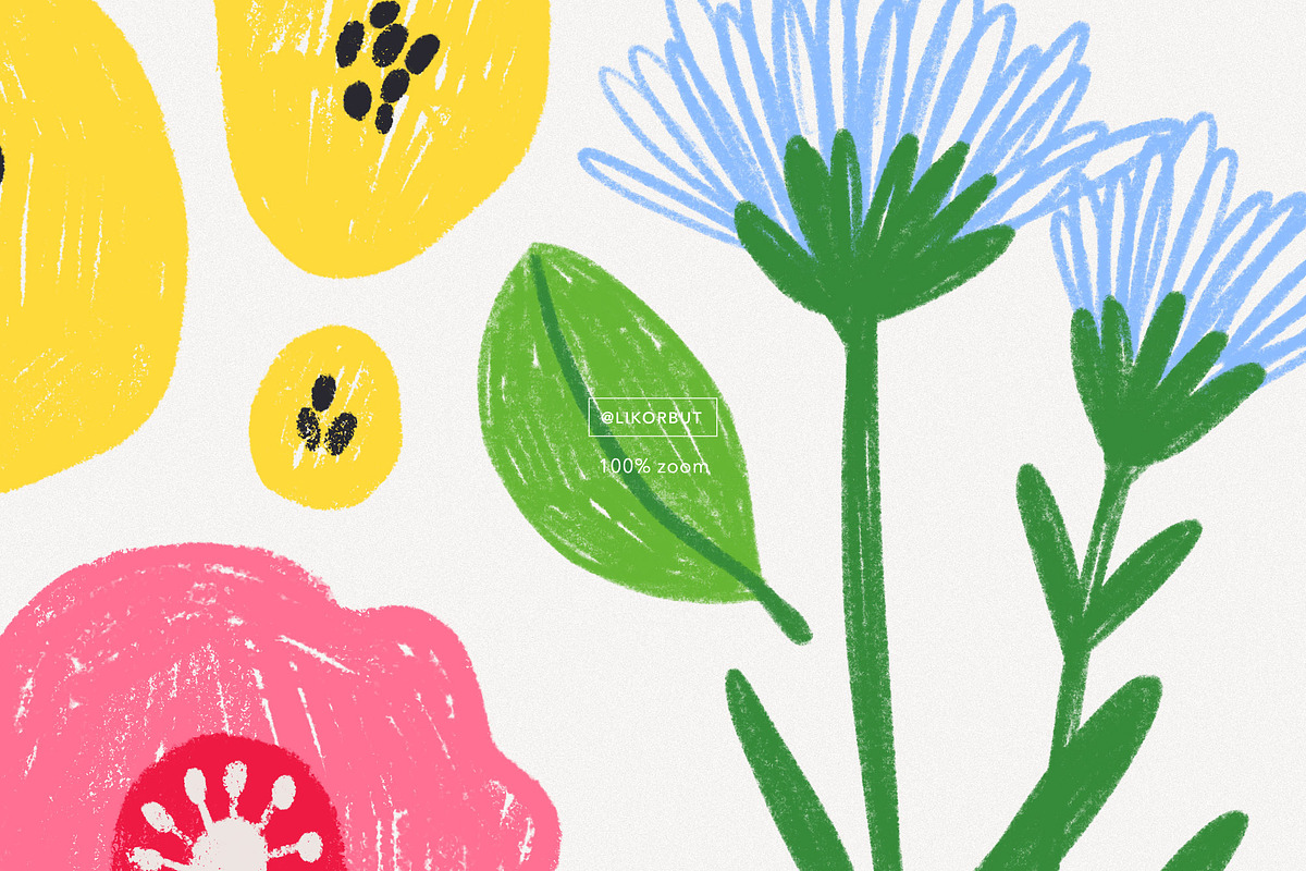 Crayon Abstract Modern Flowers, an Object Illustration by likorbut (Photo 7 of 7)