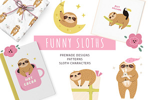 Funny Sloths – Cute Hand-Drawn Set, an Animal Illustration by danceyourlife