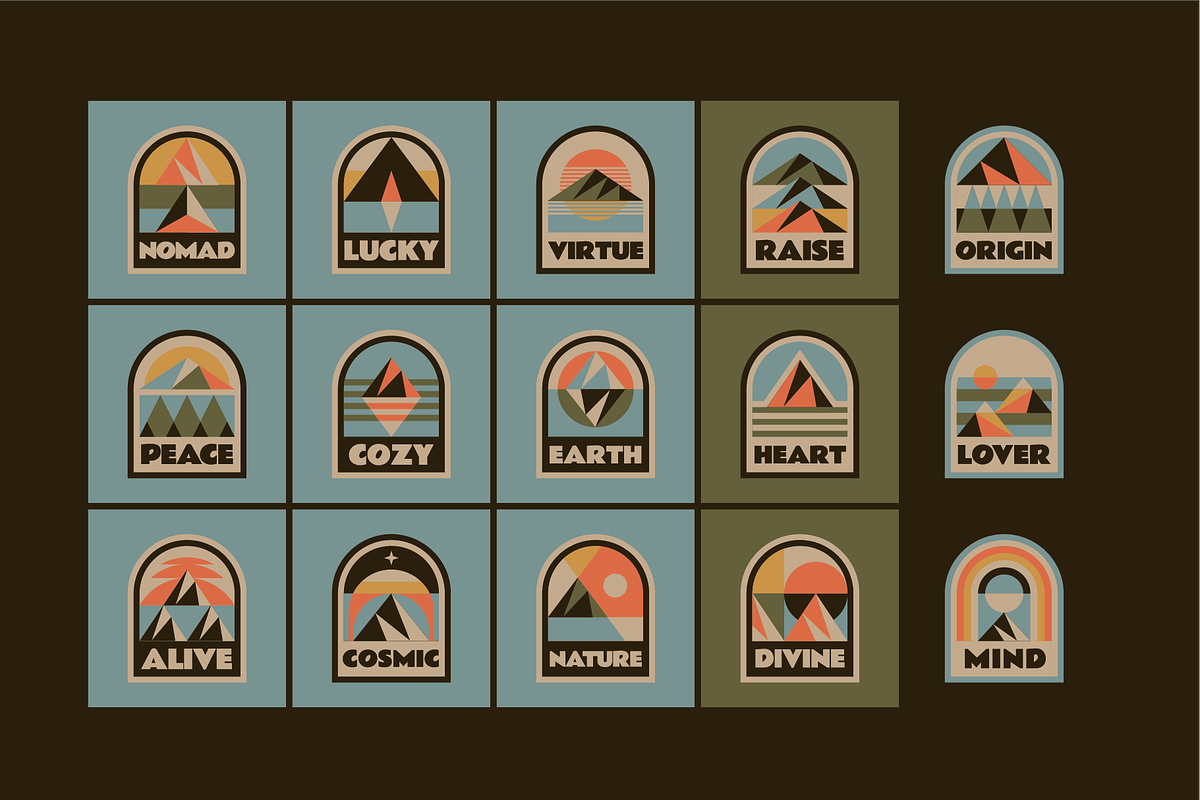 Inspiring Mountains Badges, an Illustration by Firowerk (Photo 5 of 5)