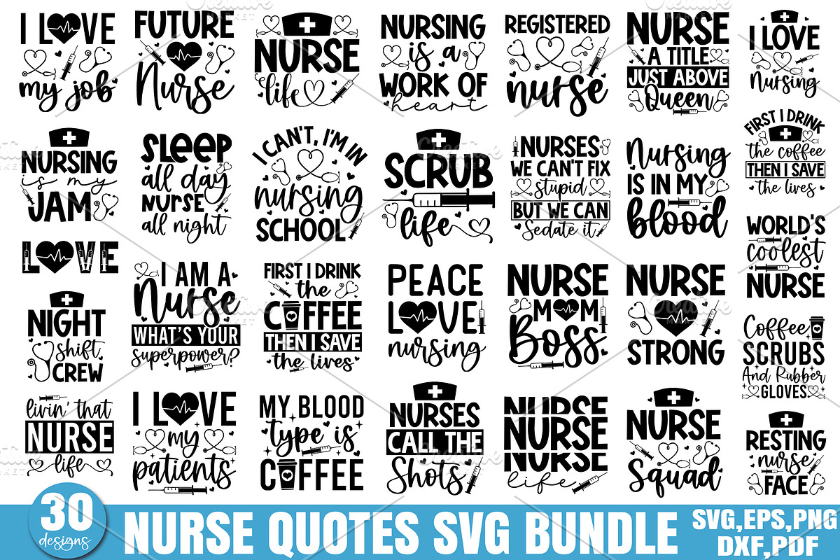 Nurse SVG Bundle, Nurse Quotes SVG, a Graphic by Designer302 (Photo 1 of 32)
