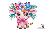 Floral Cow Clipart PNG Bundle, a Graphic by Clipart Bloom (Thumbnail 3 of 12)