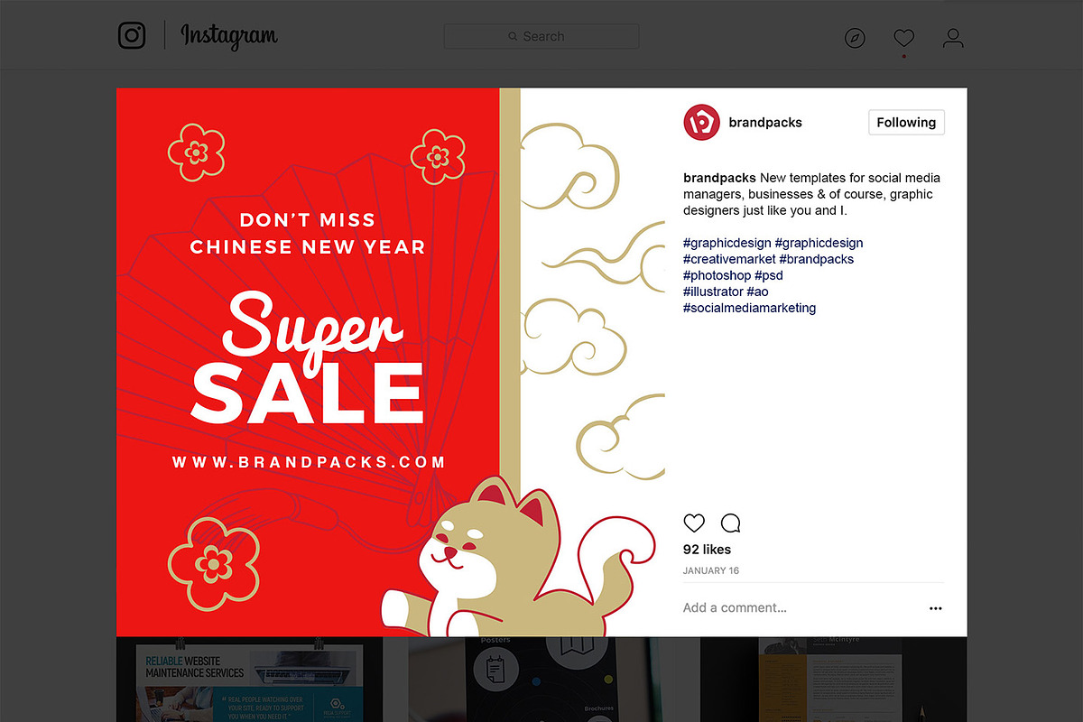 Chinese New Year Instagram Templates, a Social Media Template by BrandPacks (Photo 7 of 16)