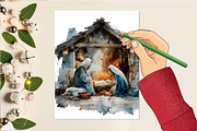 Watercolor Nativity Clipart, an Illustration by DreamCafeArt (Thumbnail 5 of 6)
