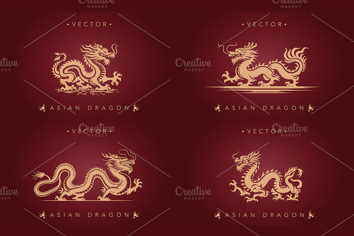 Chinese dragon vector material, an Animal Illustration by DesignFolioHub (Photo 4 of 4)