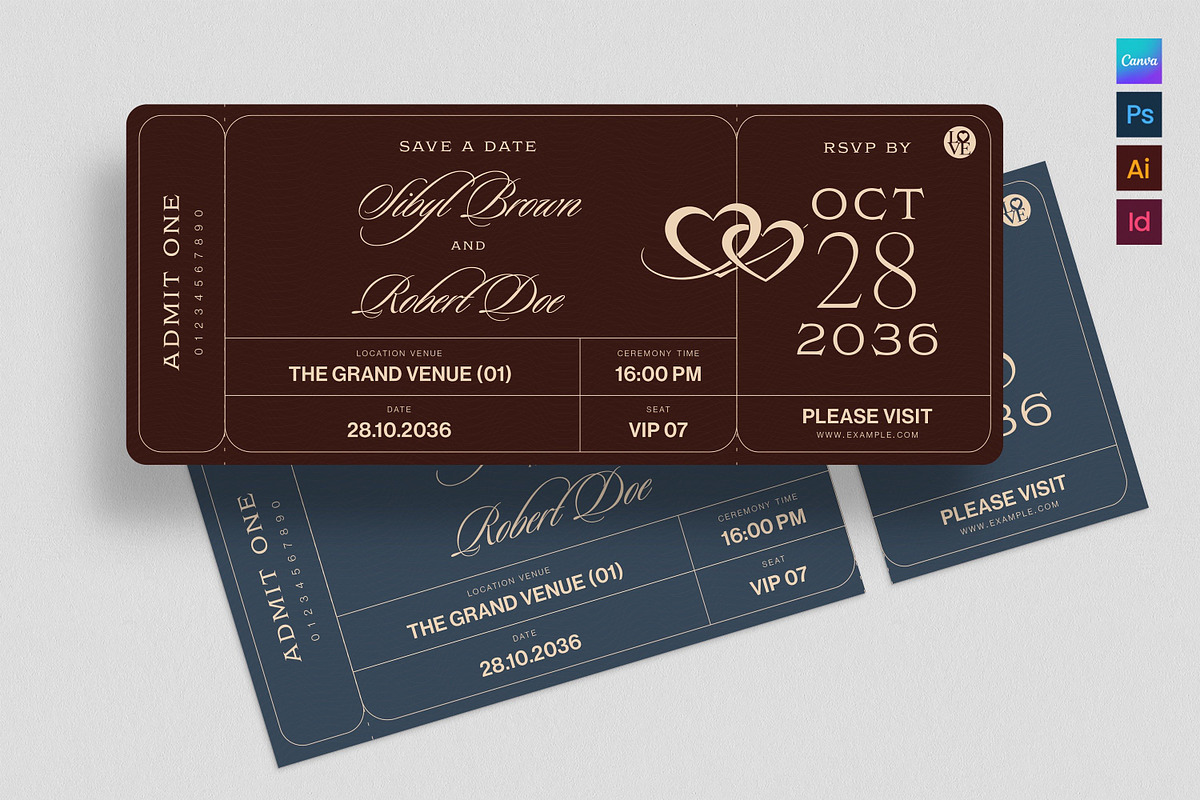 Wedding Invitation Ticket Template, an Invitation Template by BrandPacks (Photo 1 of 4)