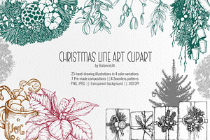 Christmas Line Art Clipart