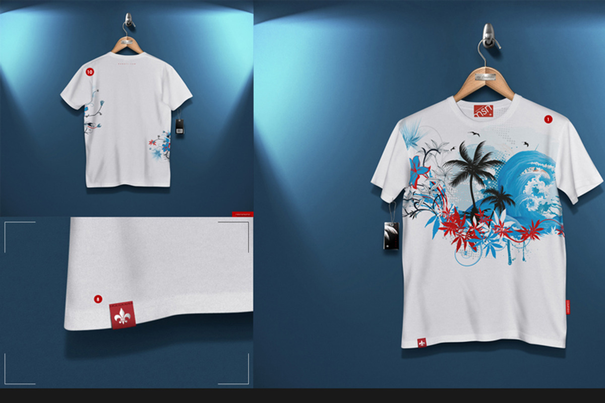 Men's T-shirt On 5 Stages Mock-up, a Hoody Mockup by Mocca Mockups Store (Photo 11 of 69)