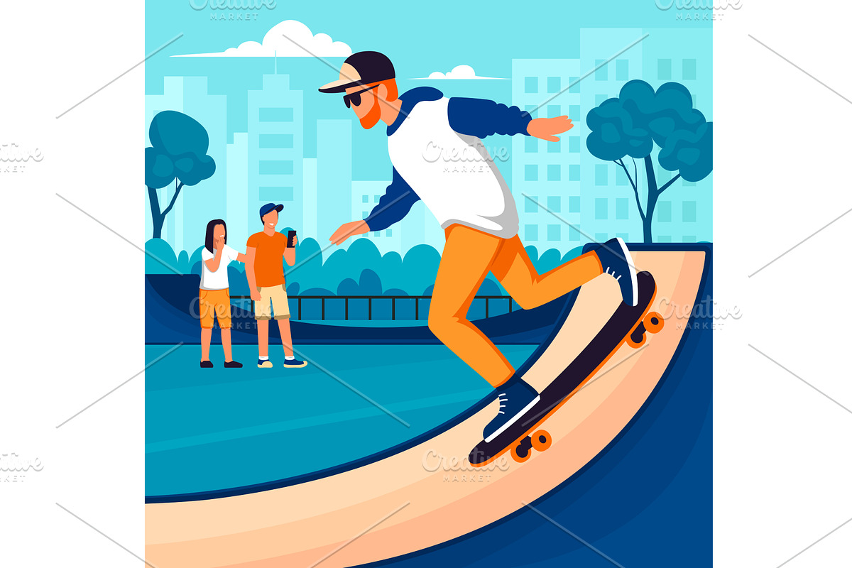 skateboarder. man in action pose, a Sport Illustration by Multigon