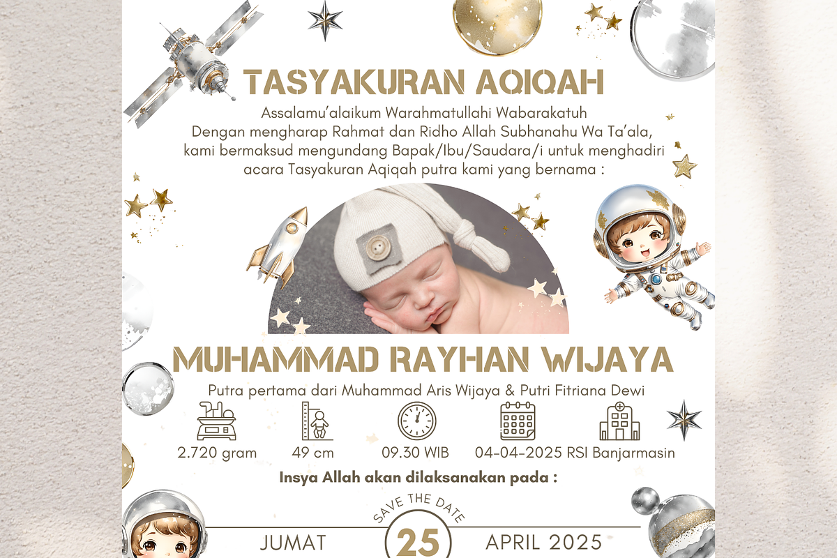 Editable Astronaut Invitation Canva, an Invitation Template by Blooming Daisy (Photo 4 of 4)