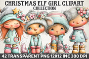 Christmas Elf Girl Clipart, an Illustration by RobertsArt (Thumbnail 1 of 7)