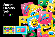 Square Stickers Mockup Set, a Product Mockup by Design Squad (Thumbnail 1 of 7)