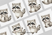 15 Bundle Watercolor Cute Raccoon, an Animal Illustration by Morspective (Thumbnail 3 of 8)