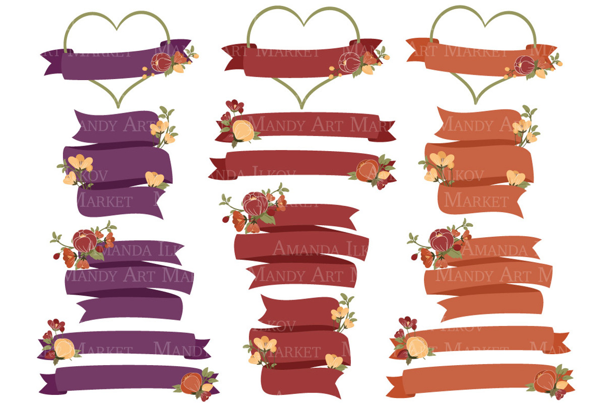 Autumn Floral Heart Wreath Clipart, an Illustration by Amanda Ilkov (Photo 4 of 5)