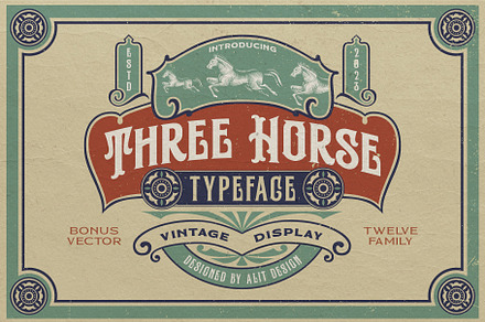 Three Horse Typeface, a Serif Font by alit design