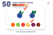 50 Fruit Simple Icons, an Outline Icon by Dighital (Thumbnail 8 of 10)
