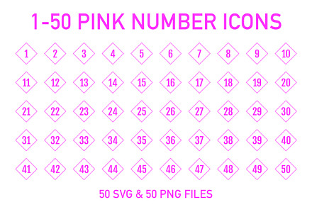 1-50 Pink Outline Cube Numbers