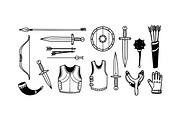 Medieval Weapon And Armor Clipart, an Illustration by designvectx (Thumbnail 2 of 3)