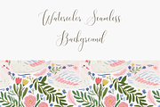 Swans and Floral Seamless Pattern, a Pattern Graphic by Pati Charm Studio (Thumbnail 3 of 6)