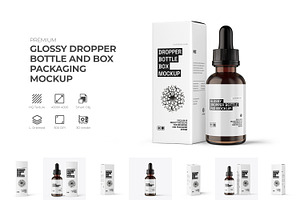 Dropper Bottle And Box Mockup