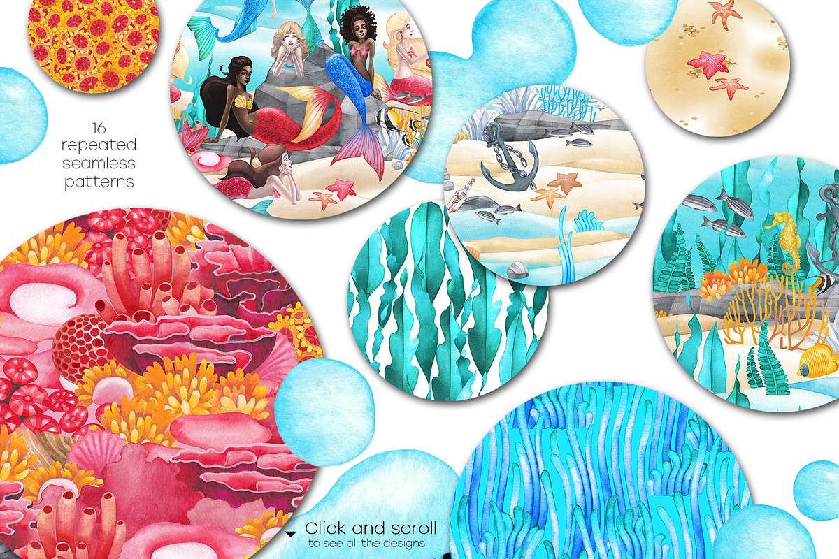 Ocean Paradise - watercolor mermaids, an Animal Illustration by Ekaterina Glazkova (Photo 9 of 14)