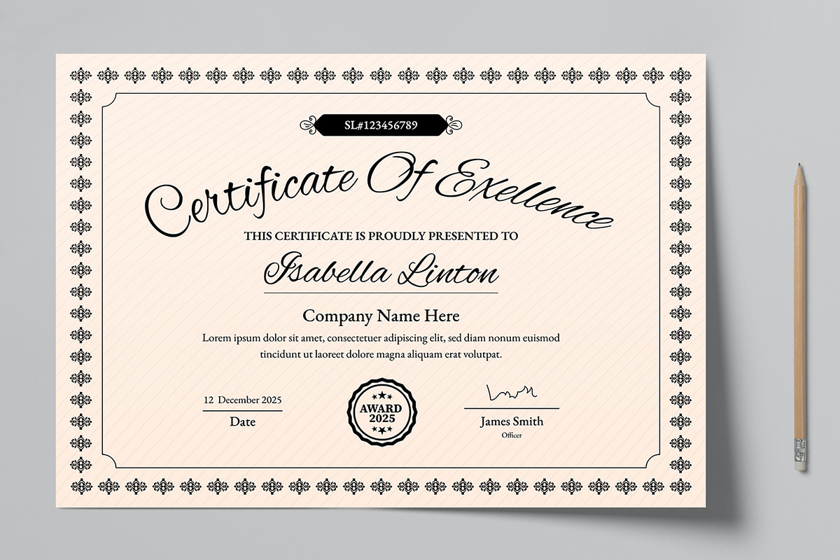 Creative Certificate Design Template, a Stationery Template by MightyDesign (Photo 2 of 6)