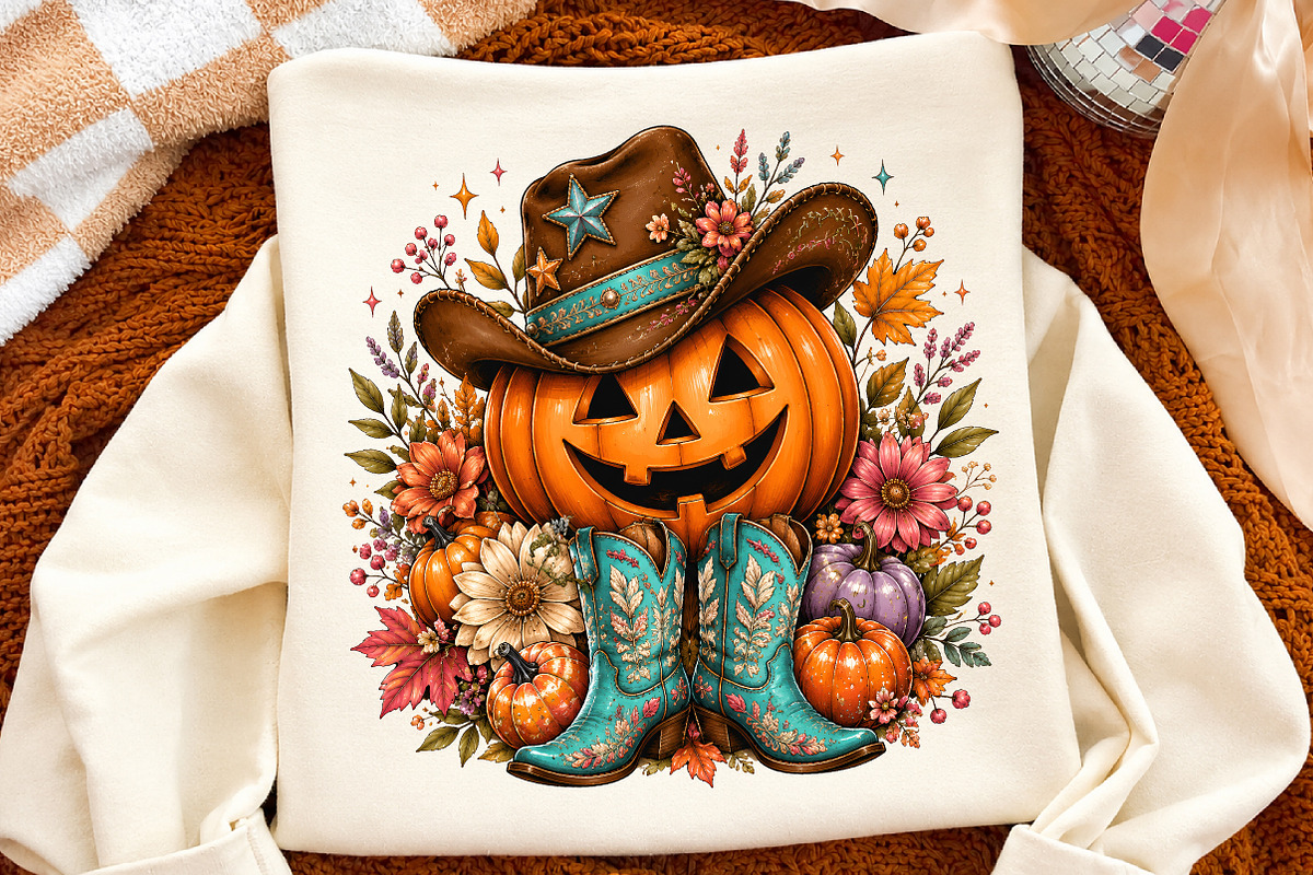 Cowboy Pumpkin PNG, Western Fall, a Seasonal Illustration by Libby Wishes (Photo 2 of 3)
