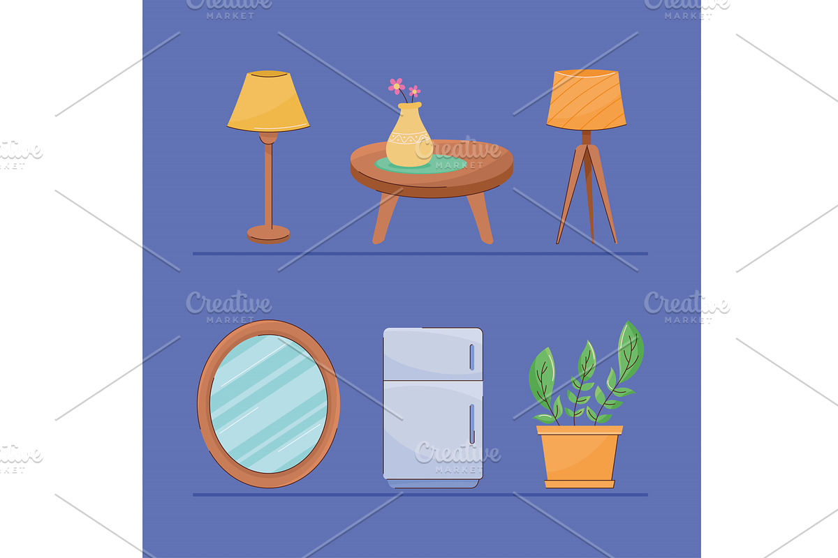 six house things icons, an Object Illustration by studiogstock