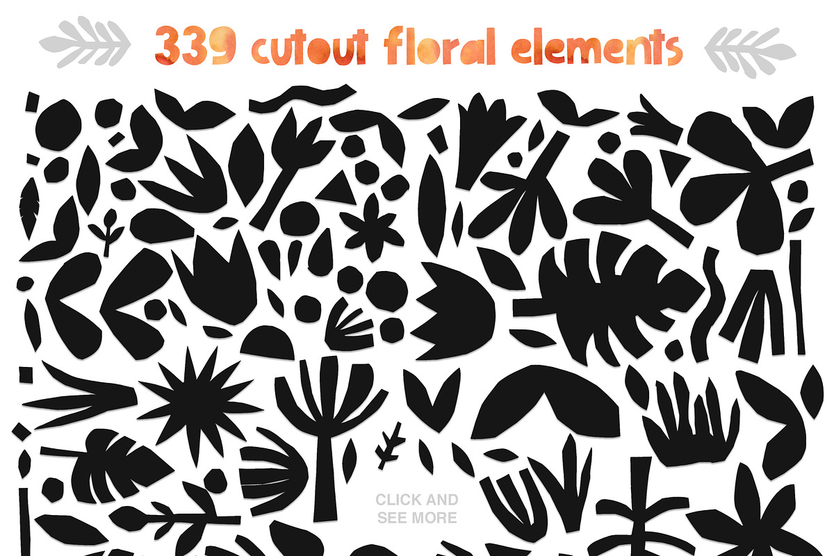 426 Cutout Floral Elements, a Decorative Illustration by Favete Art (Photo 2 of 13)