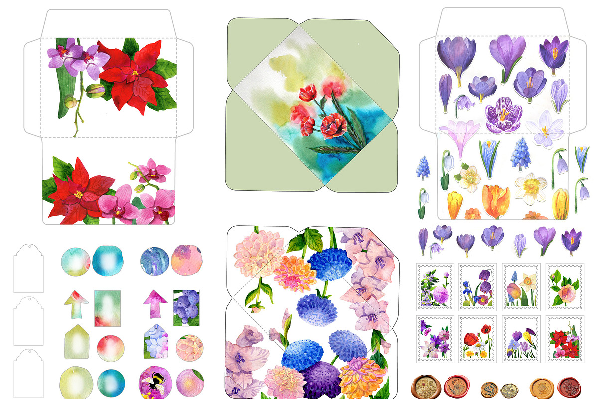 watercolor scrapbooking set, an Object Graphic by fiolika (Photo 3 of 6)