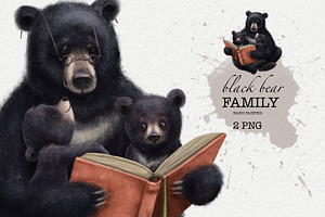 Black Bear Illustration. Mothers Day
