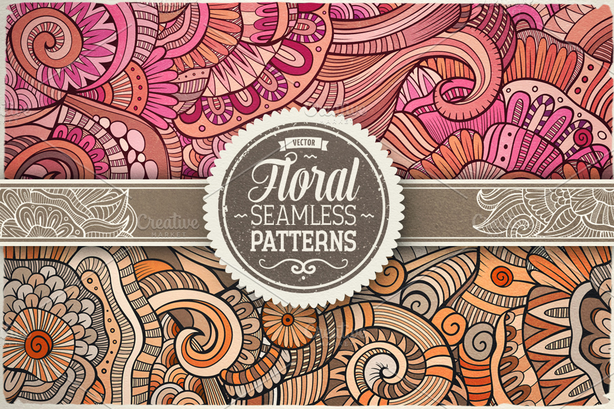 Floral Ethnic Seamless Patterns, a Pattern Graphic by BALABOLKA (Photo 1 of 6)