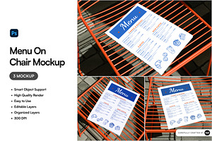 Menu On Chair Mockup, an Advertising Mockup by SLAB! Design