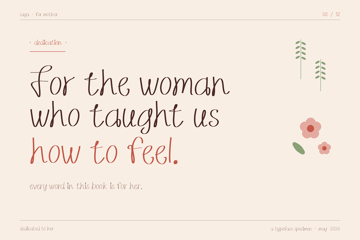 Saya — A Script for Tender Moments, a Handwritten Font by Lettra Studio (Photo 9 of 19)