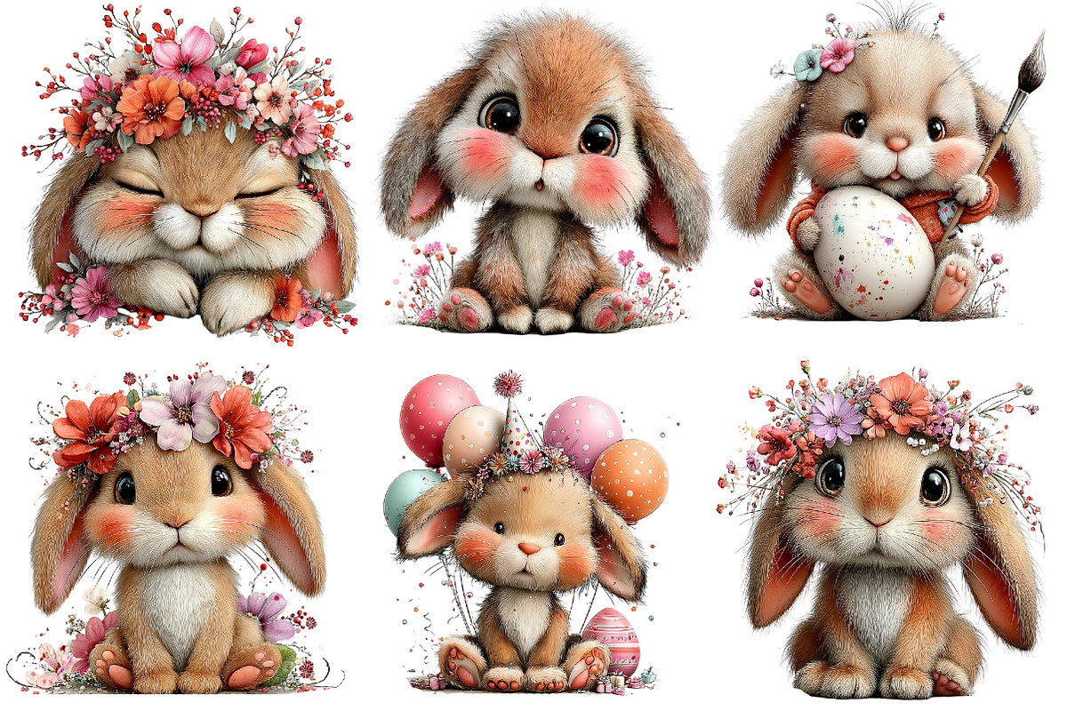 whimsical easter bunny clipart, an Illustration by Designworld (Photo 2 of 4)