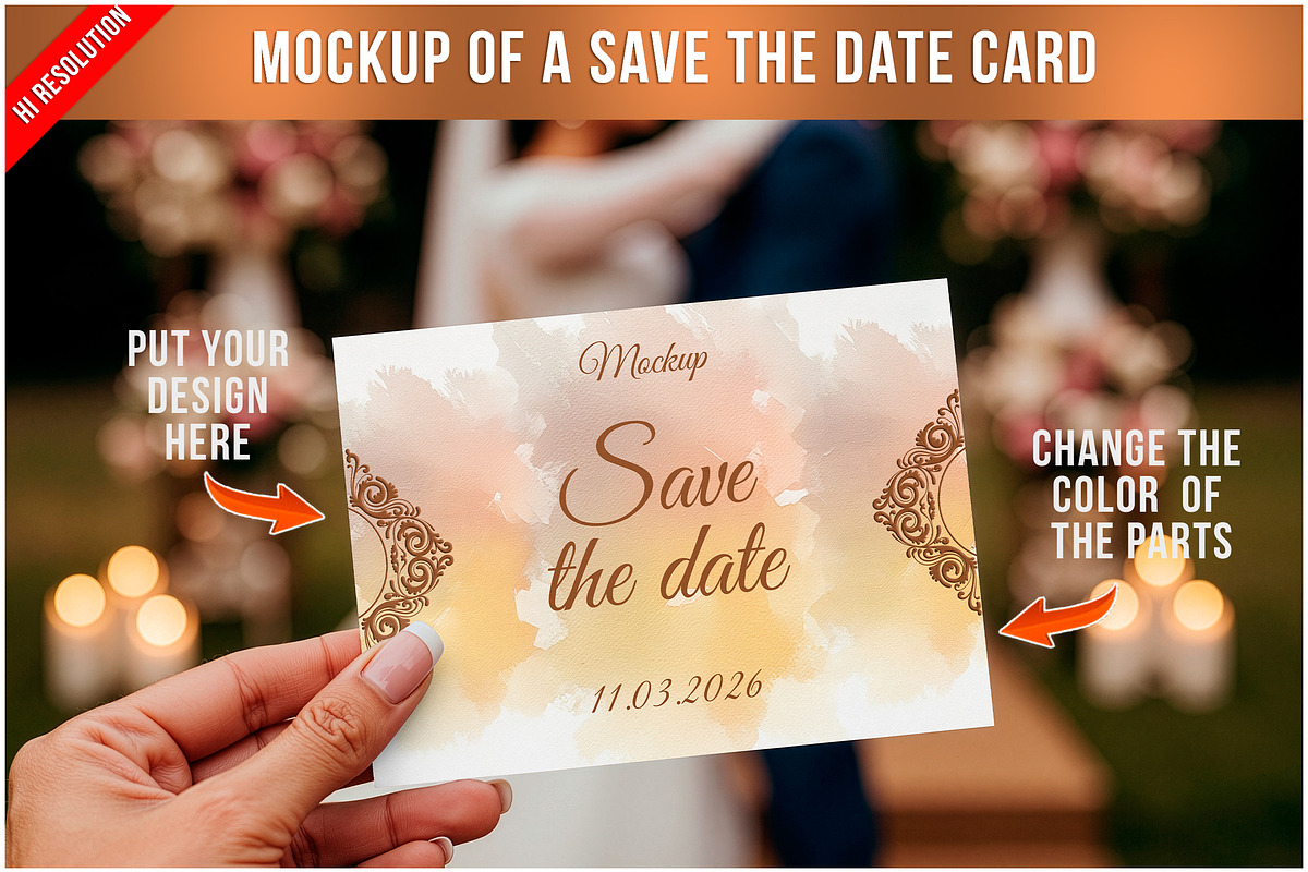 Save The Date Card PSD, a Product Mockup by Bruno's Shop (Photo 1 of 3)
