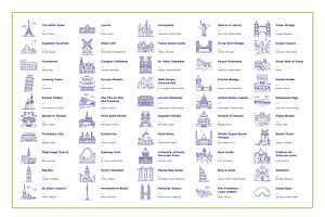 Landmarks Line Icon Set