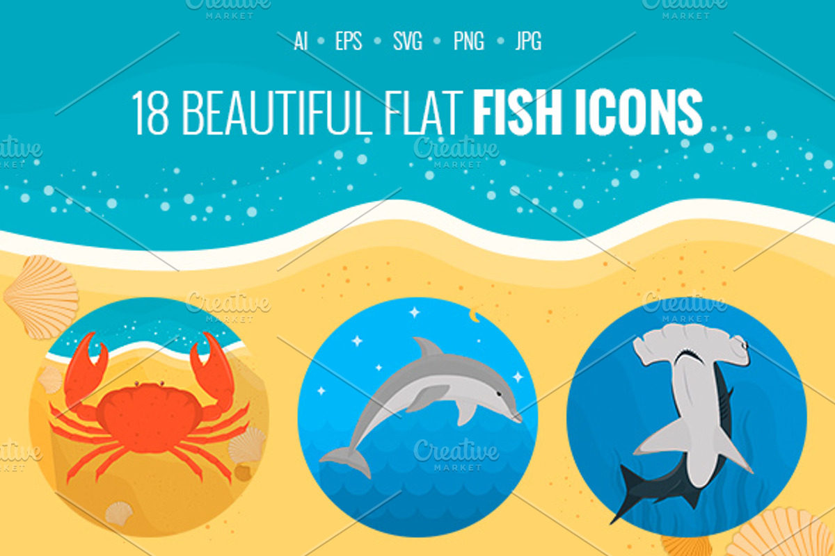 Fish Flat Icons, an Icon by ArtStyles (Photo 2 of 2)