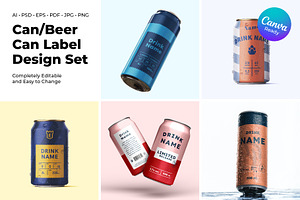 Beer Can Label Packaging Set 5 Cans, a Print Template by Fabian_Design