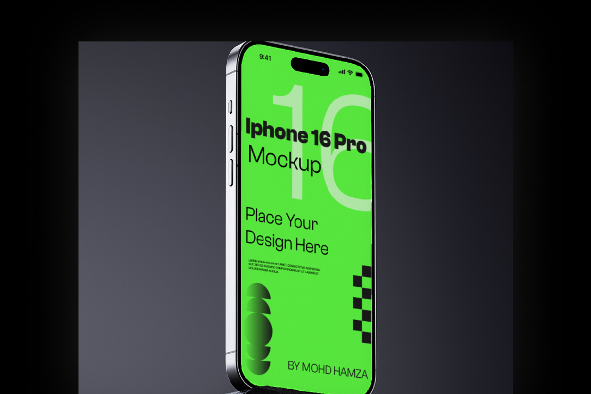 Floating iPhone 16 Pro Mockup, an iPhone Mockup by MD.HAMZA.DESIGNS (Photo 1 of 4)