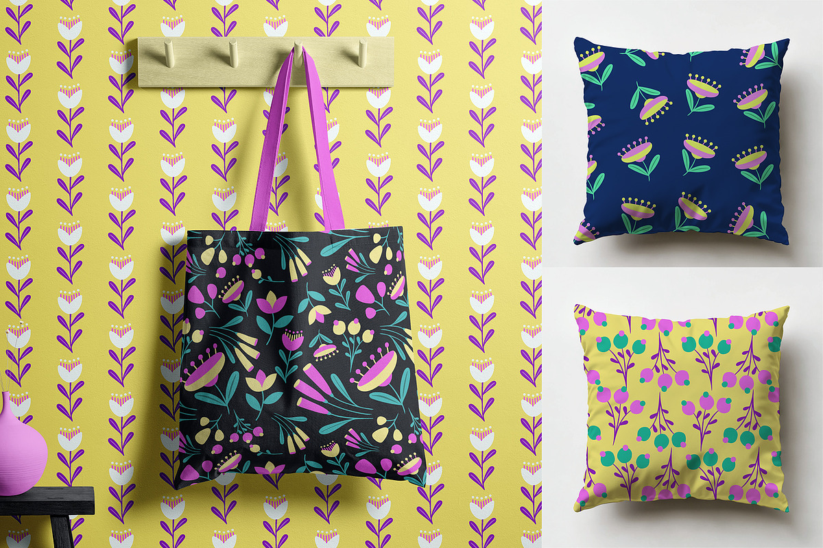 Bright Retro Floral Pattern Set, a Pattern Graphic by Asya Melkonyan Patterns (Photo 10 of 16)